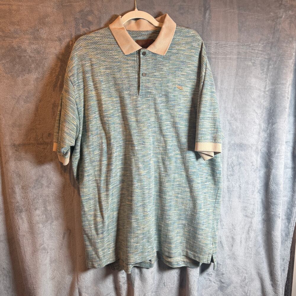 Vintage Bobby Jones Golf Polo Shirt Mens XL] Italy Herringbone Knit